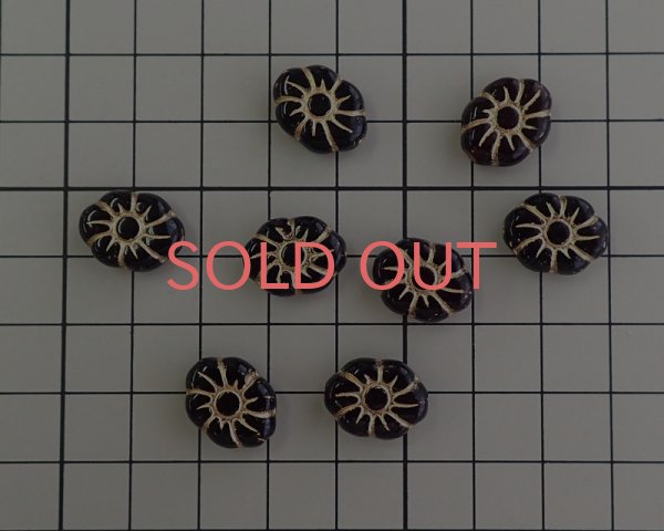 画像3: チェコガラスビーズ/オーバルフラワー/ダークレッド×ゴールド(4個） (3)