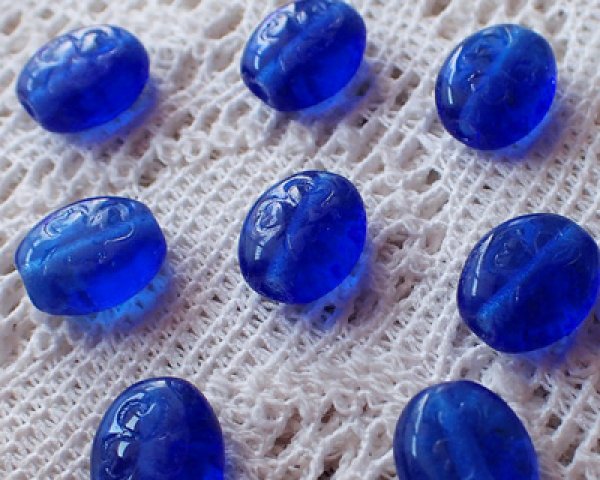 画像2: チェコガラスビーズ/クローバー/ブルー（6個） (2)