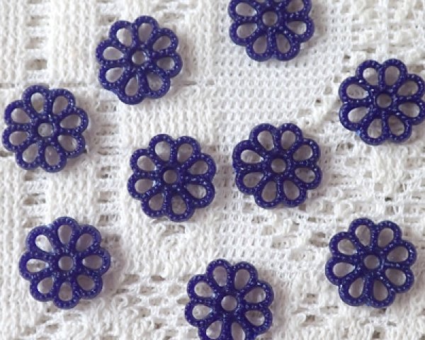 画像3: ヴィンテージ/プラスチック/レースフラワー/ネイビー(4個) (3)