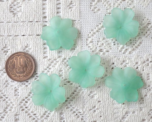 画像3: ヴィンテージ/ドイツ/プラスチック/フラワー004/フロストグリーン(2個) (3)