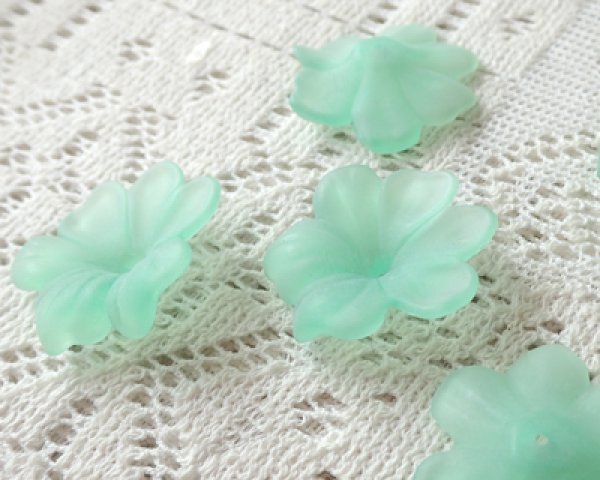 画像2: ヴィンテージ/ドイツ/プラスチック/フラワー004/フロストグリーン(2個) (2)