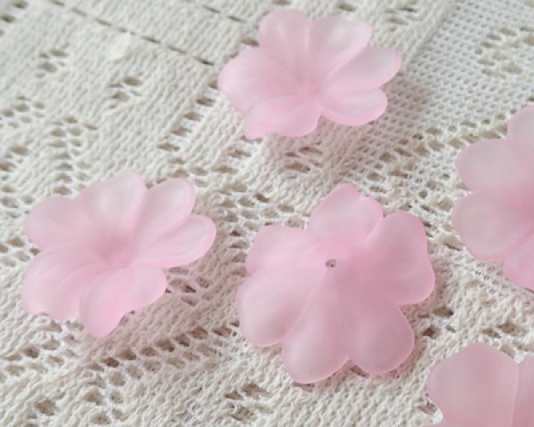 画像2: ヴィンテージ/ドイツ/プラスチック/フラワー004/フロストピンク(2個) (2)