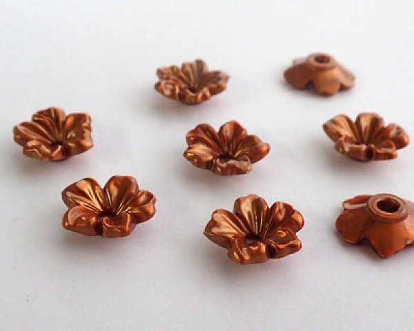 画像2: ヴィンテージ/ドイツ/プラスチック/フラワーG/ブラウンパール(2個) (2)