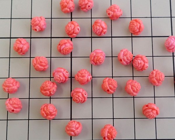 画像3: ヴィンテージ/ドイツ/プラスチック/コーラルローズ(6個) (3)