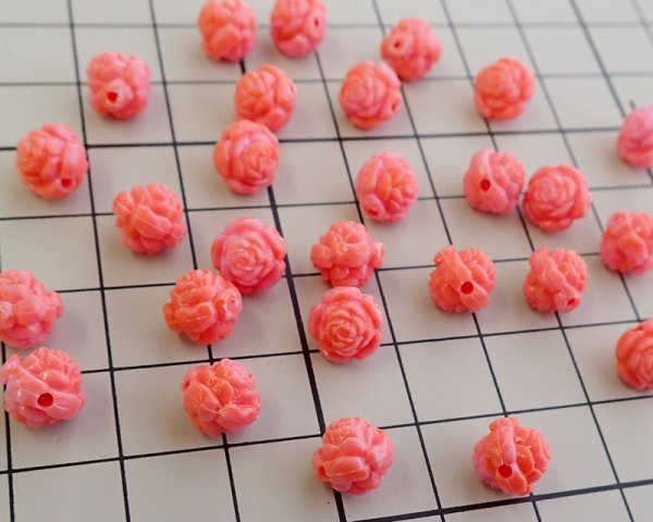 画像2: ヴィンテージ/ドイツ/プラスチック/コーラルローズ(6個) (2)