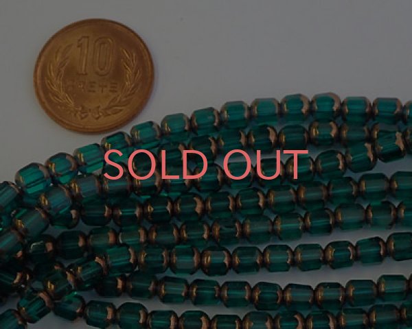 画像2: チェコガラスビーズ/オクタゴナル/エメラルド×ブロンズ/6mm(10個) (2)