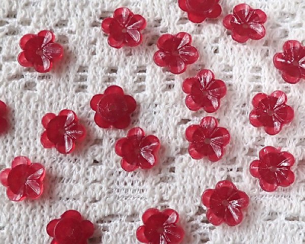 画像2: ヴィンテージ/ドイツ/プラスティック/フラワー2/レッド(4個) (2)