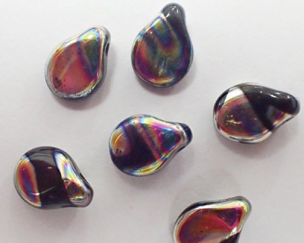 画像3: チェコガラスビーズ/ミニドロップ/ブラックヴィトレイル(10個) (3)