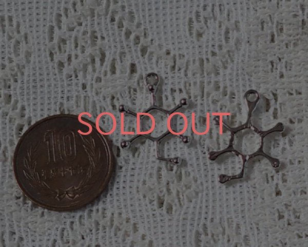 画像2: 化学構造式メタルパーツ/シルバー/グルコース/23×17mm(4個) (2)