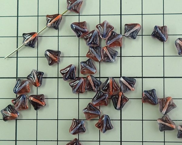 画像2: チェコガラスビーズ/リリー/レッド×ブルー(8個) (2)