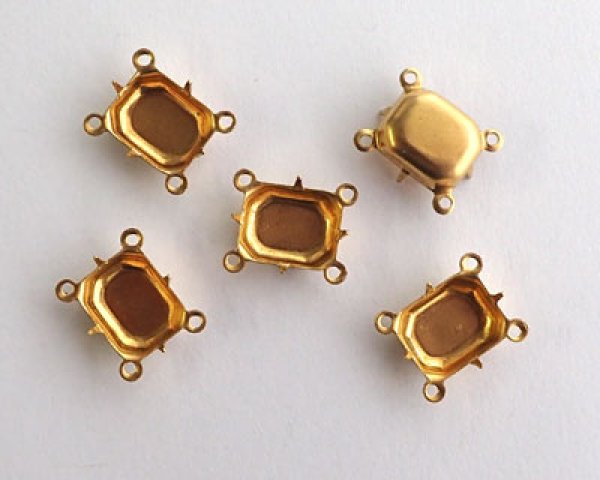 画像1: 10×8mm用/ブラスセッティング/クローズドバック/オクタゴン/4リング(1個) (1)