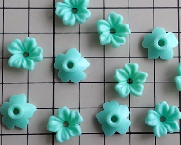 画像2: ヴィンテージ/ドイツ/プラスチック/フラワーG/アップルグリーン(2個) (2)