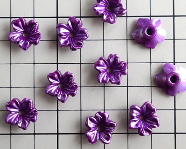 画像3: ヴィンテージ/ドイツ/プラスチック/フラワーG/パープルパール(2個) (3)