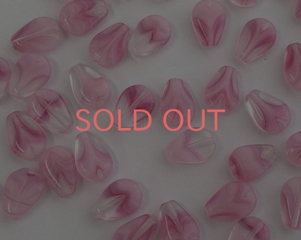 画像1: チェコガラスビーズ/ミニフラットドロップ/クリア×ピンク（6個） (1)