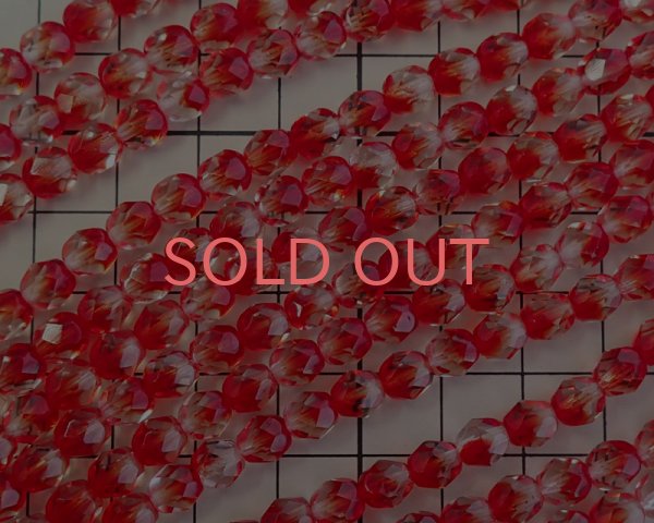 画像2: チェコガラスビーズ/ファイアポリッシュ/6mm/クリア×レッド(10個) (2)