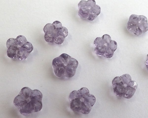 画像2: チェコガラスビーズ/フラットパフフラワー/タンザナイトクラックル(10個) (2)