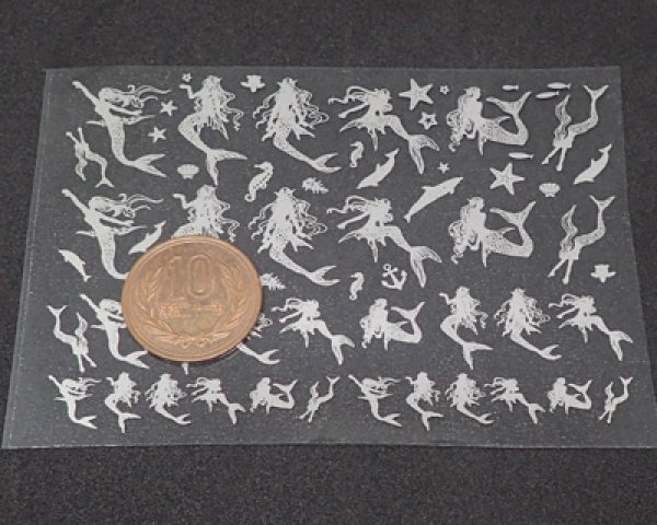 画像2: 箔シート/人魚/マットシルバー/A7(1枚) (2)