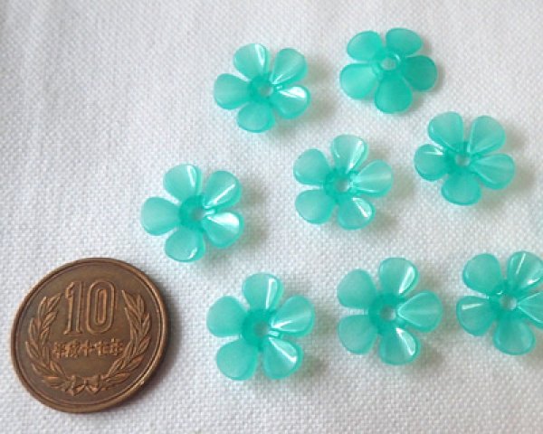 画像2: ヴィンテージ/ドイツ/プラスティック/フラワーQ/トランスミント(4個) (2)