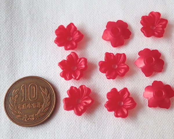 画像2: ヴィンテージ/ドイツ/プラスチック/フラワーG/レッド(2個) (2)