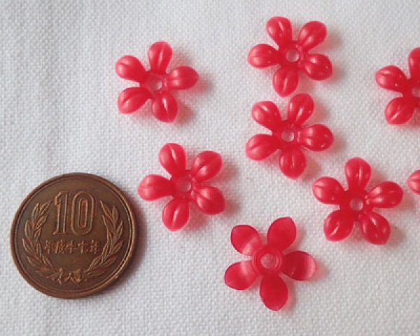 画像2: ヴィンテージ/ドイツ/プラスティック/フラワーF/レッド(4個) (2)