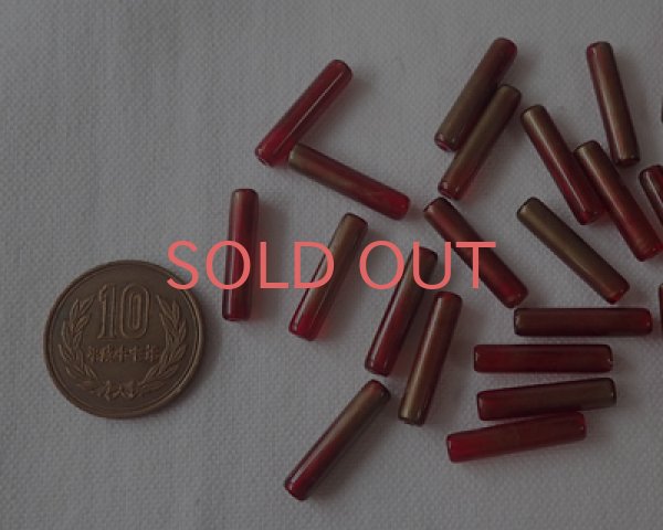 画像2: ヴィンテージ/プラスチック/ゴールドマーブルチューブ/レッド（2個） (2)