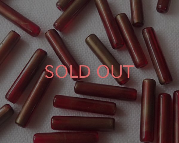 画像1: ヴィンテージ/プラスチック/ゴールドマーブルチューブ/レッド（2個） (1)