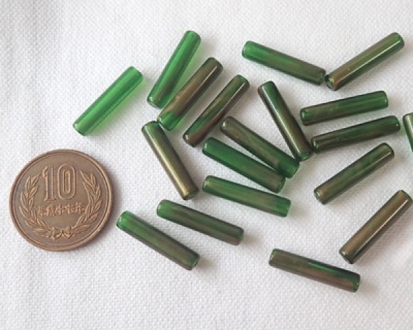 画像2: ヴィンテージ/プラスチック/ゴールドマーブルチューブ/グリーン(2個) (2)