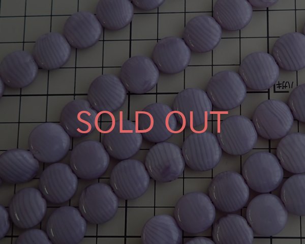 画像2: チェコガラスビーズ/パフコイン/14mm パープルストライプ(4個) (2)