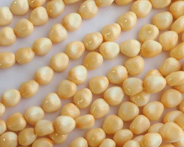 画像2: チェコガラスビーズ/ツイストナゲット/オレンジクリーム/約11×9mm(4個) (2)