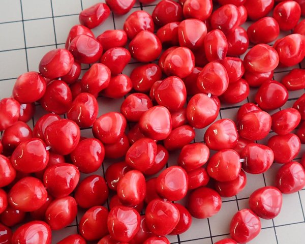 画像3: チェコガラスビーズ/ツイストナゲット/レッドマーブル/約11×9mm(4個) (3)