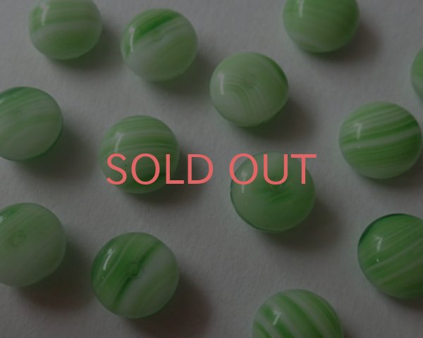 画像2: ヴィンテージ/チェコ/ガラス/グリーンストライプラウンド(1個) (2)