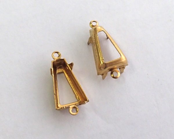 画像1: 12×8mm用/キーストーン用/ブラスセッティング/オープンバック/2リング(1個) (1)