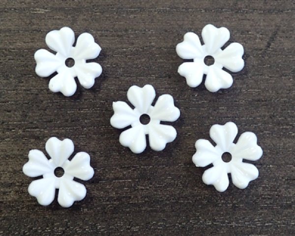 画像1: ヴィンテージ/ドイツ/プラスチック/フラワーa/ホワイト（2個） (1)