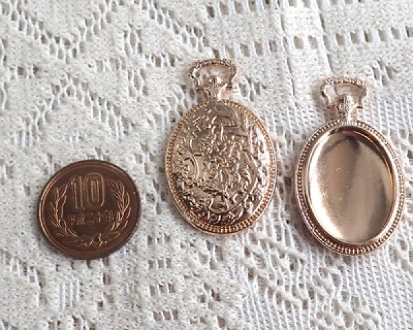 画像2: ミニ懐中時計/オーバル/ローズゴールド(1個) (2)