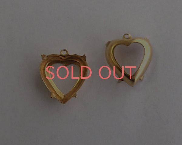 画像1: 15mmハート用ブラスセッティング/オープンバック/1リング(1個) (1)