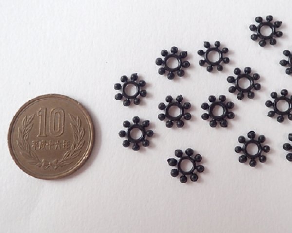 画像2: ヴィンテージ/ドイツ/プラスチック/フラワーg1/ブラック(6個) (2)