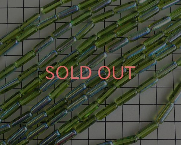 画像2: チェコガラスビーズ/チューブ/オリバインオーロラ/14×4mm(10個) (2)