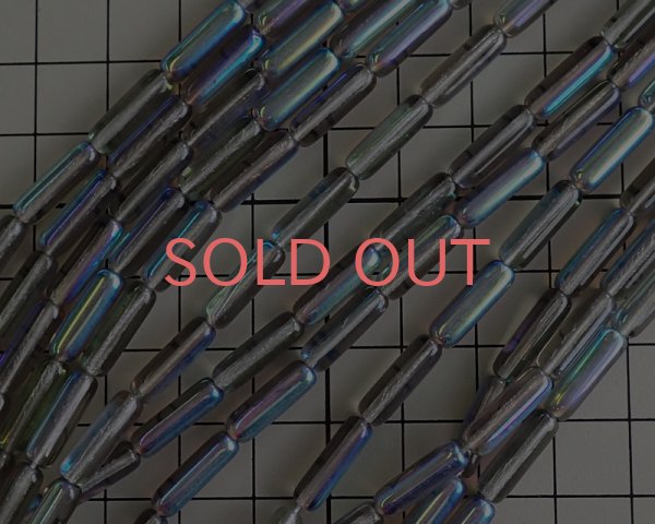 画像2: チェコガラスビーズ/チューブ/ブラックダイヤモンドオーロラ/14×4mm(10個) (2)