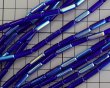 画像2: チェコガラスビーズ/チューブ/コバルトオーロラ/14×4mm(10個) (2)