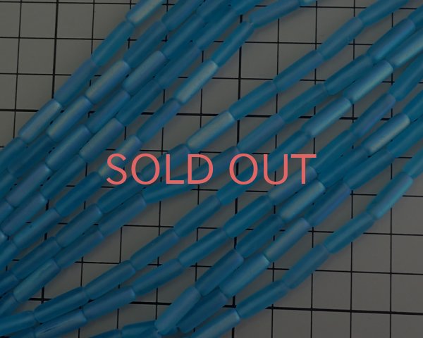 画像3: チェコガラスビーズ/チューブ/マットアクアマリンオーロラ/14×4mm(10個) (3)