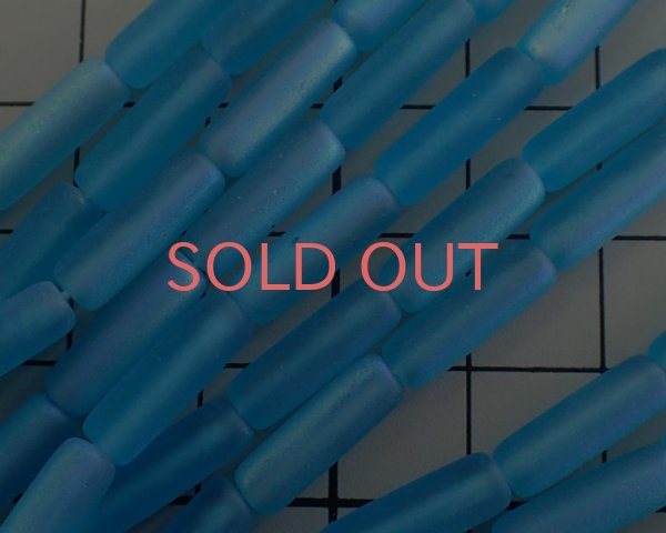 画像2: チェコガラスビーズ/チューブ/マットアクアマリンオーロラ/14×4mm(10個) (2)