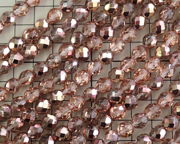 画像2: チェコガラスビーズ/ファイアポリッシュ/8mm/クリスタルアポロゴールド(6個) (2)