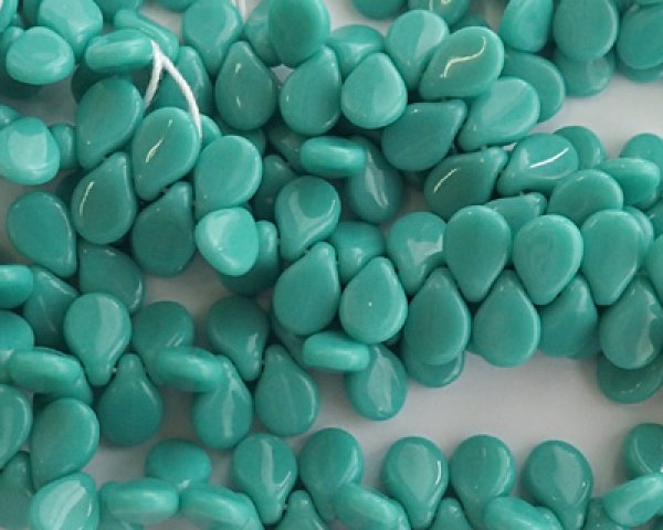 画像2: チェコガラスビーズ/ミニドロップ/ターコイズグリーン(10個) (2)