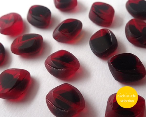 画像4: ns054/ヴィンテージ/ドイツ/ウィンドウバロック/レッドブラック(2個) (4)