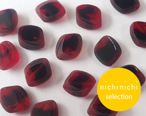 画像1: ns054/ヴィンテージ/ドイツ/ウィンドウバロック/レッドブラック(2個) (1)