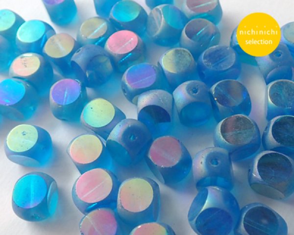 画像2: ns052/ヴィンテージ/ドイツ/ウィンドウラウンド/オーロラブルー(6個) (2)