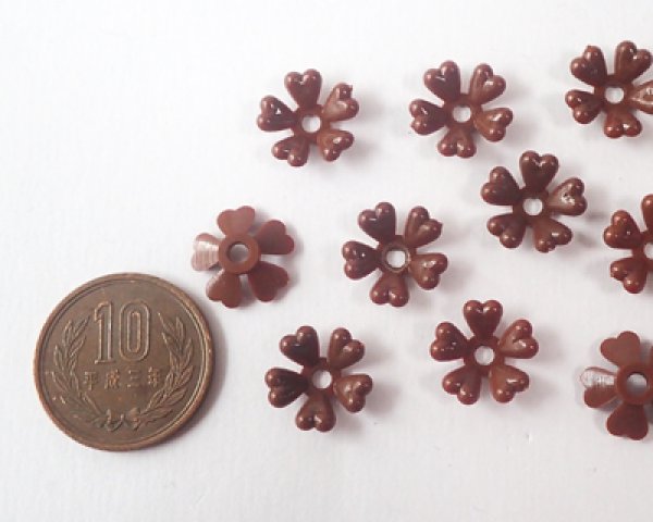 画像2: ヴィンテージ/ドイツ/プラスチック/フラワーas01/チョコ(2個) (2)