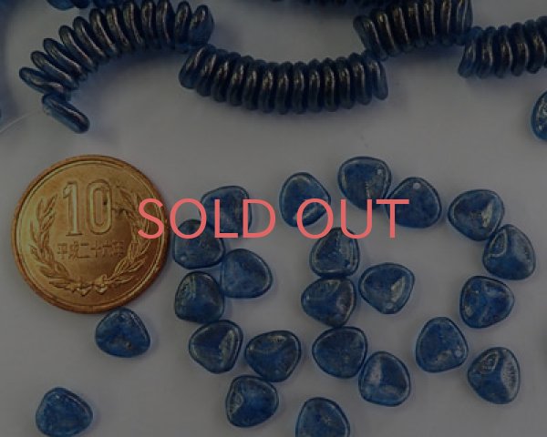 画像2: チェコガラスビーズ/ローズペタル/アクアゴールド/8mm(10個) (2)