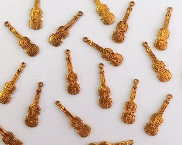 画像2: デッドストック/USA/ブラスチャーム/ヴァイオリン(1個) (2)