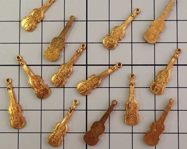 画像3: デッドストック/USA/ブラスチャーム/ヴァイオリン(1個) (3)